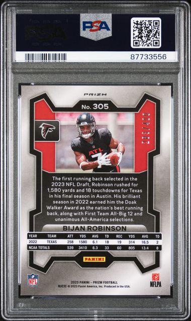 2023 Panini Prizm 305 Bijan Robinson Pandora RC /400 PSA 10