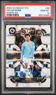 2023-24 Panini Select Premier League 64 Oscar Bobb White Ice RC 64/85 PSA 10