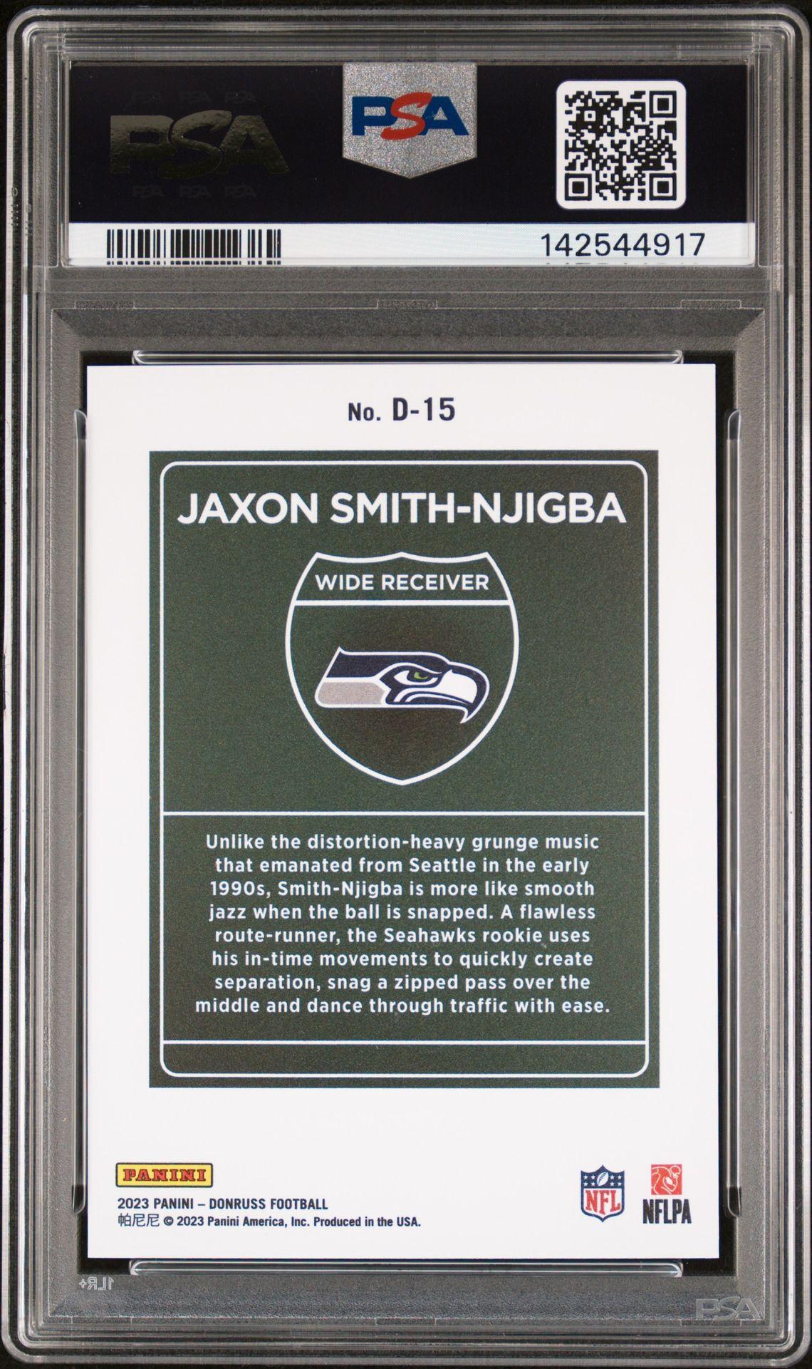 2023 Panini Donruss D-15 Jaxon Smith-Njigba Downtown RC SSP PSA 10