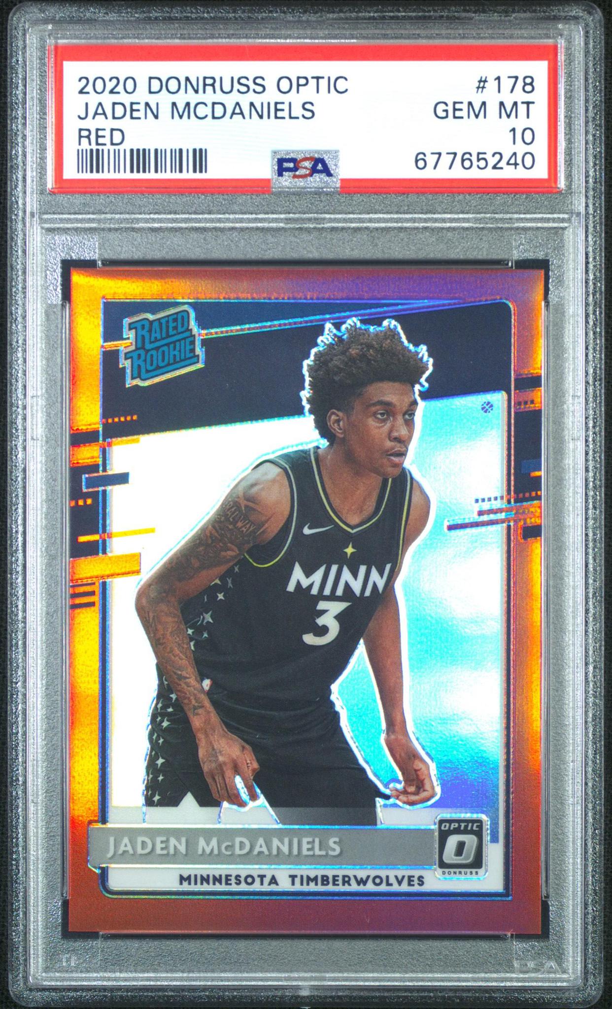 2020 Panini Optic 178 Jaden McDaniels Red Prizm /99 PSA 10
