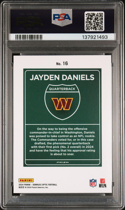 2024 Panini Optic #16 Jayden Daniels Downtown RC SSP PSA 10