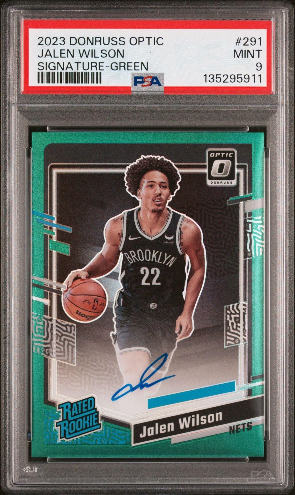 2023-24 Donruss Optic Jalen Wilson Green Rated Rookie Auto 5/5 PSA 9