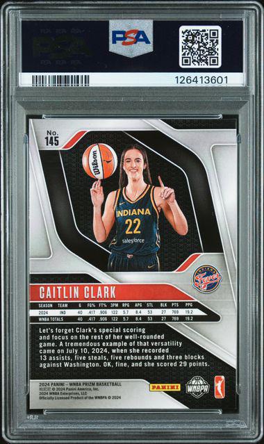 2024 Prizm WNBA 145 Caitlin Clark Ice RC PSA 9