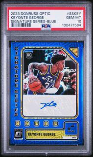 2023-24 Donruss Optic Signature Series Keyonte George Blue RC Auto 21/25 PSA 10