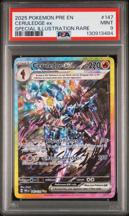 2025 Prismatic Evolutions 147 Ceruledge EX SIR PSA 9 Mint