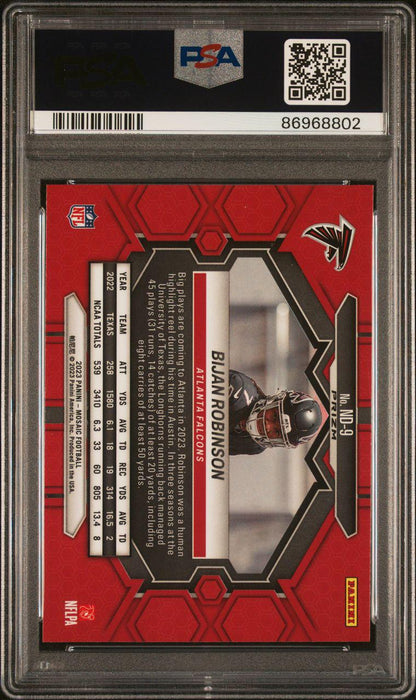 2023 Panini Mosaic ND9 Bijan Robinson Debut Genesis RC PSA 9