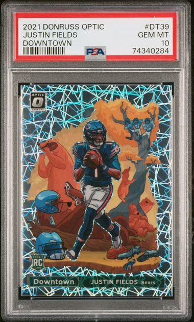 2021 Donruss Optic Justin Fields Downtown! RC SSP PSA 10