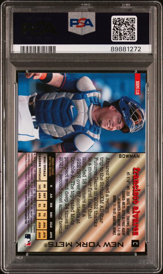 2022 Bowman Heritage #115 Francisco Alvarez Chrome Prospect Orange Refractor /25 PSA 10