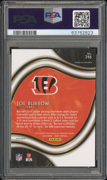 2020 Panini Select 346 Joe Burrow Field Level Silver RC PSA 9