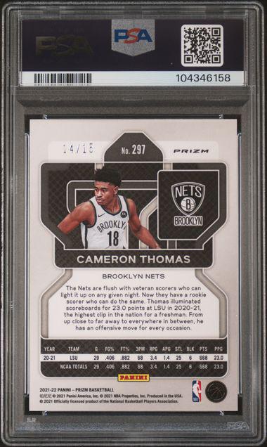 2021-22 Panini Prizm 297 Cameron Thomas Red Blue Purple Choice RC 14/15 PSA 9
