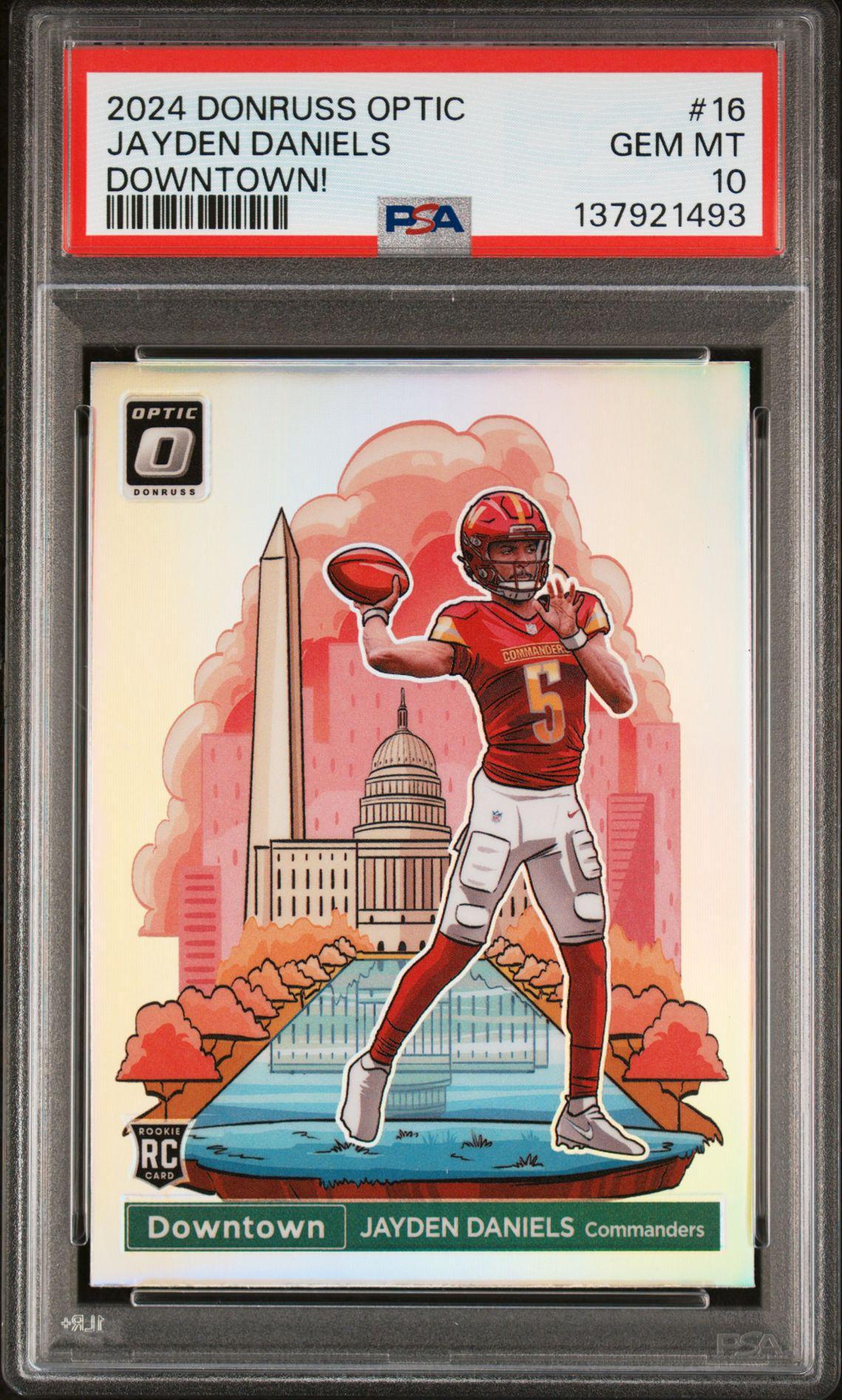 2024 Panini Optic #16 Jayden Daniels Downtown RC SSP PSA 10