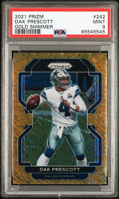 2021 Prizm #242 Dak Prescott Gold Shimmer 7/10 PSA 9