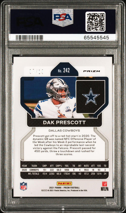 2021 Prizm #242 Dak Prescott Gold Shimmer 7/10 PSA 9