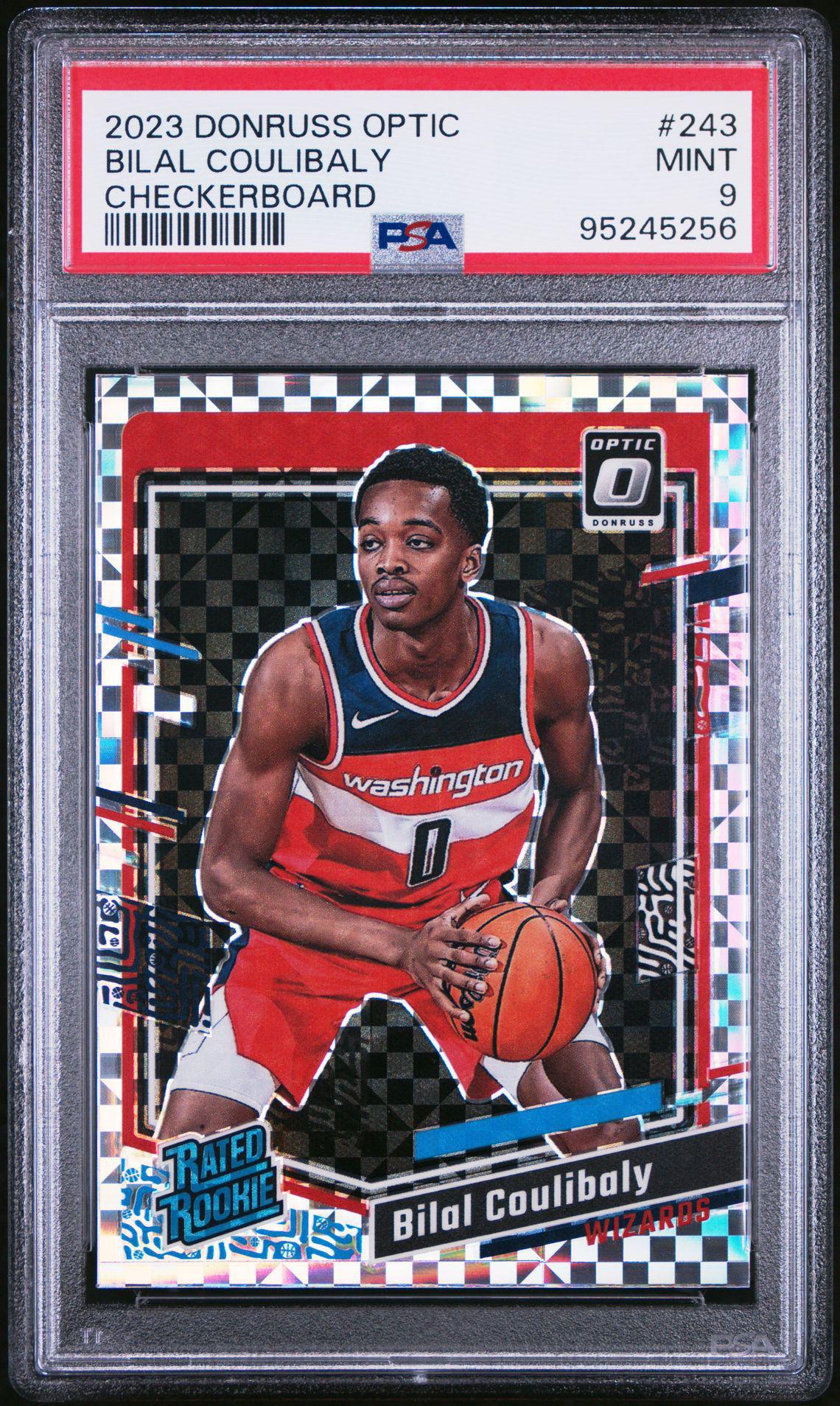 2023-24 Donruss Optic 243 Bilal Coulibaly Checkerboard SSP RC PSA 9