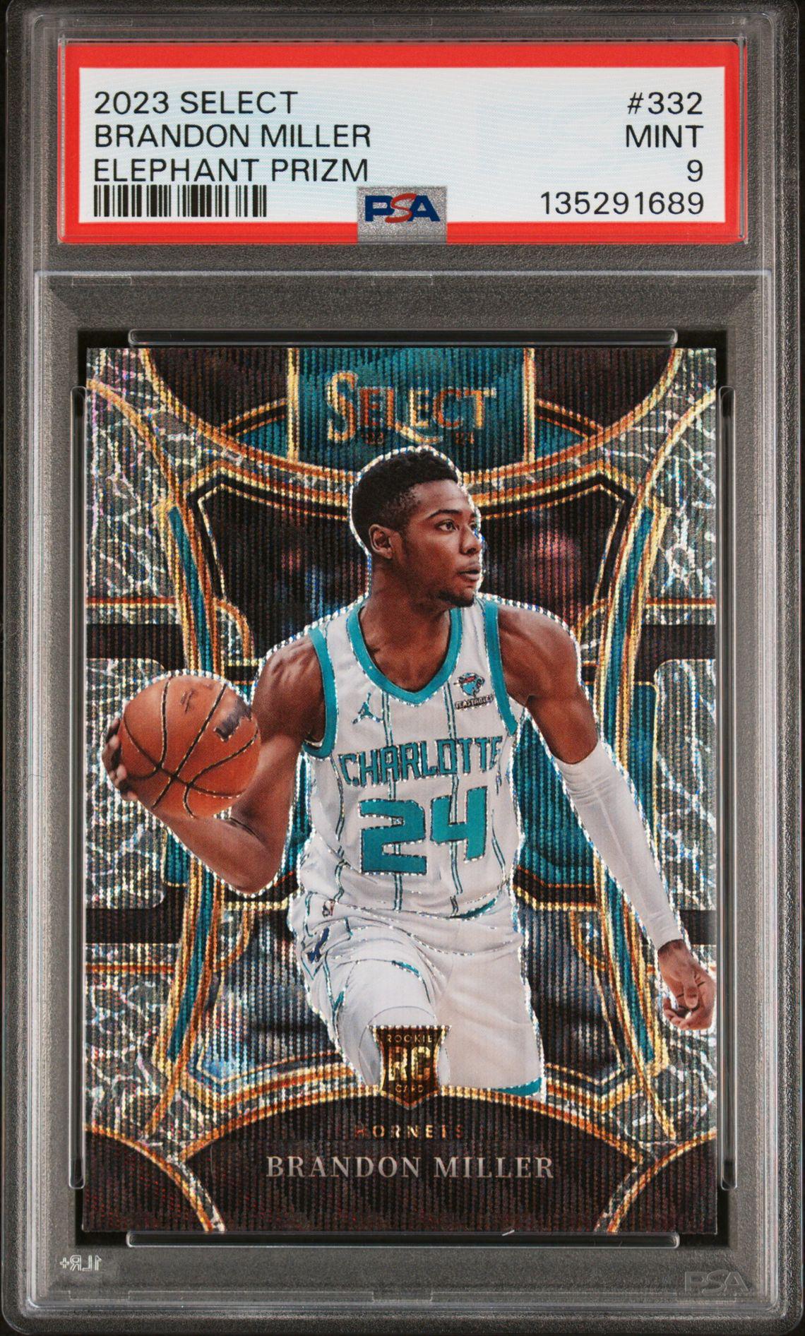 2023 Panini Select 332 Brandon Miller Elephant Prizm PSA 9