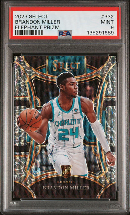 2023 Panini Select 332 Brandon Miller Elephant Prizm PSA 9