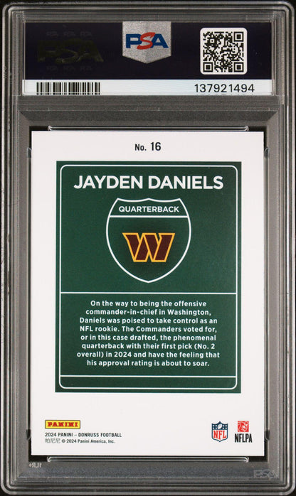 2024 Donruss 16 Jayden Daniels Downtown SSP RC PSA 9