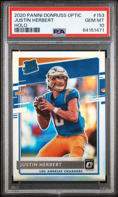 2020 Panini Donruss Optic 153 Justin Herbert Holo PSA 10 RC
