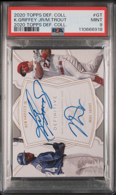 2020 Topps Definitive Coll DAC-GT Ken Griffey JR Mike Trout Dual Auto 5/10 PSA 9