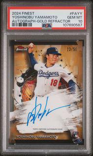 2024 Topps Finest Rookie Auto Yoshinobu Yamamoto Gold Auto 23/50 PSA 10 RC