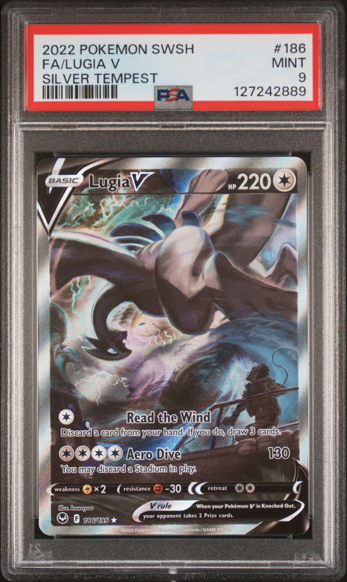 2022 Pokemon Sword & Shield Silver Tempest 186 Full Art Lugia V PSA 9