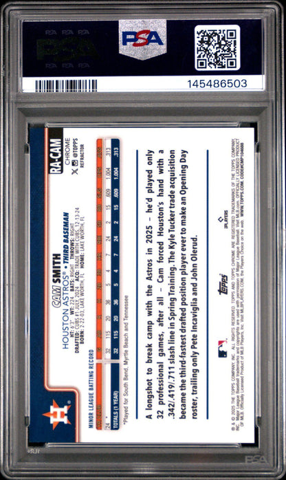 2025 Topps Chrome Cam Smith Refractor Auto RC 211/499 PSA 10