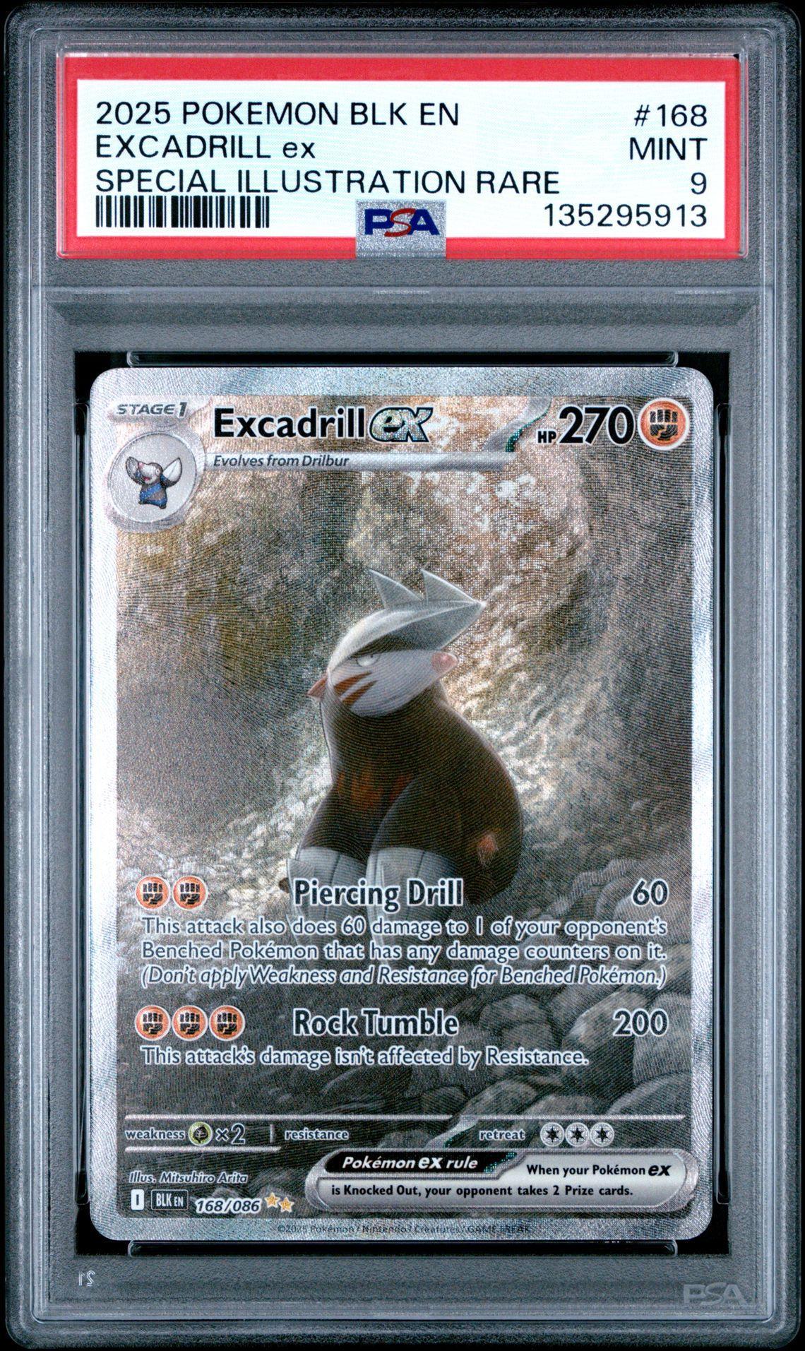 *AT PSA* 2025 Pokemon Black Bolt EN 168 Excadrill EX Special Illustration Rare