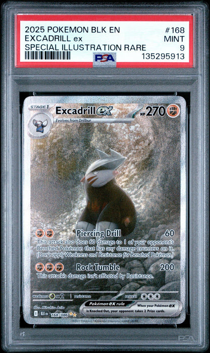 *AT PSA* 2025 Pokemon Black Bolt EN 168 Excadrill EX Special Illustration Rare