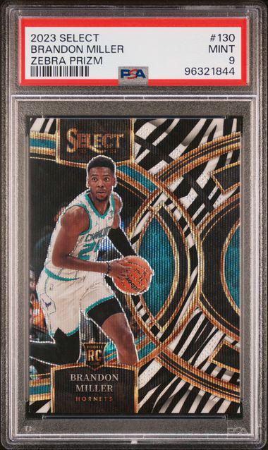 2023-24 Panini Select 130 Brandon Miller Zebra RC SSP PSA 9