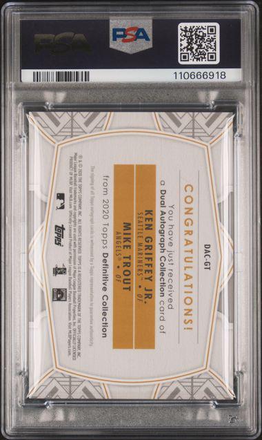 2020 Topps Definitive Coll DAC-GT Ken Griffey JR Mike Trout Dual Auto 5/10 PSA 9