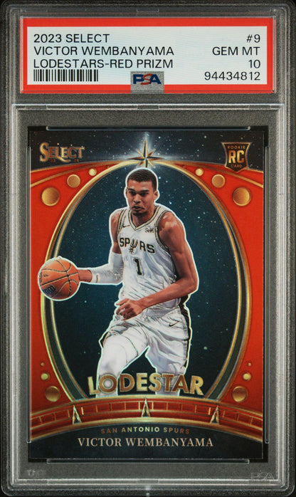 2023 Panini Select 9 Victor Wembanyama Lodestars-Red Prizm PSA 10