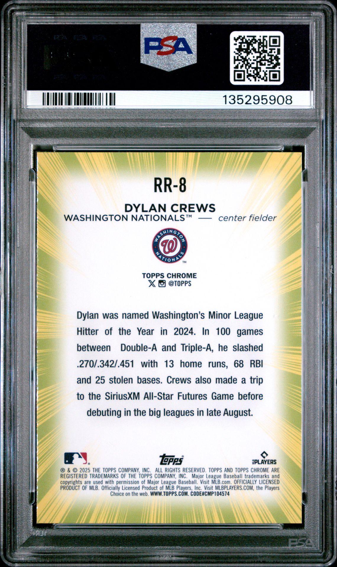 *AT PSA* 2025 Topps Chrome Cosmic Dylan Crews Radiating Rookies SSP