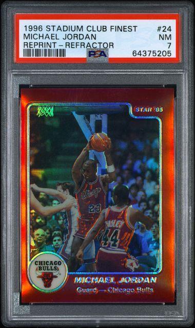 1996 Stadium Club Finest 24 Michael Jordan Reprint Star Refractor PSA 7