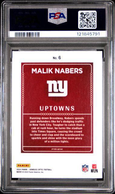2024 Panini Optic #6 Malik Nabers Uptowns Case Hit PSA 10 Rookie