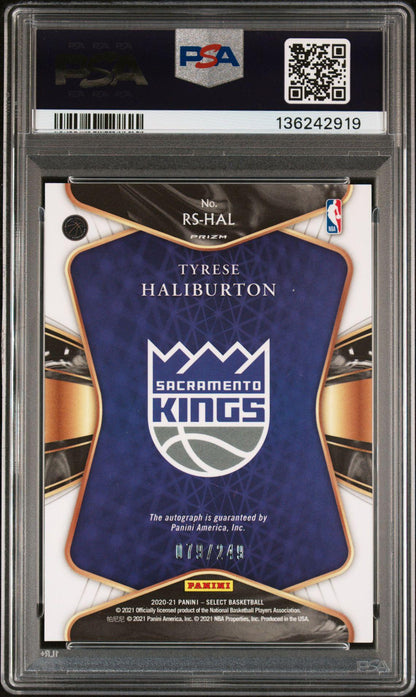 2020-21 Panini Select Rookie Signatures Tyrese Haliburton RC Auto 79/249 PSA 10