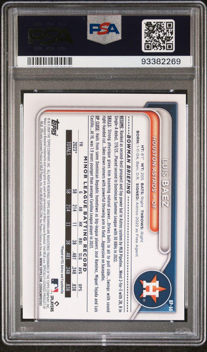 2024 Bowman Paper Prospects Luis Baez Orange 1st 12/25 PSA 9