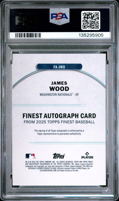 2025 Topps Finest Rookie Auto James Wood Green RC Auto 17/75 PSA 10