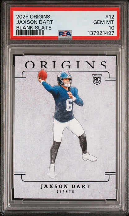 2025 Panini Origins 12 Jaxson Dart Blank Slate RC SSP PSA 10