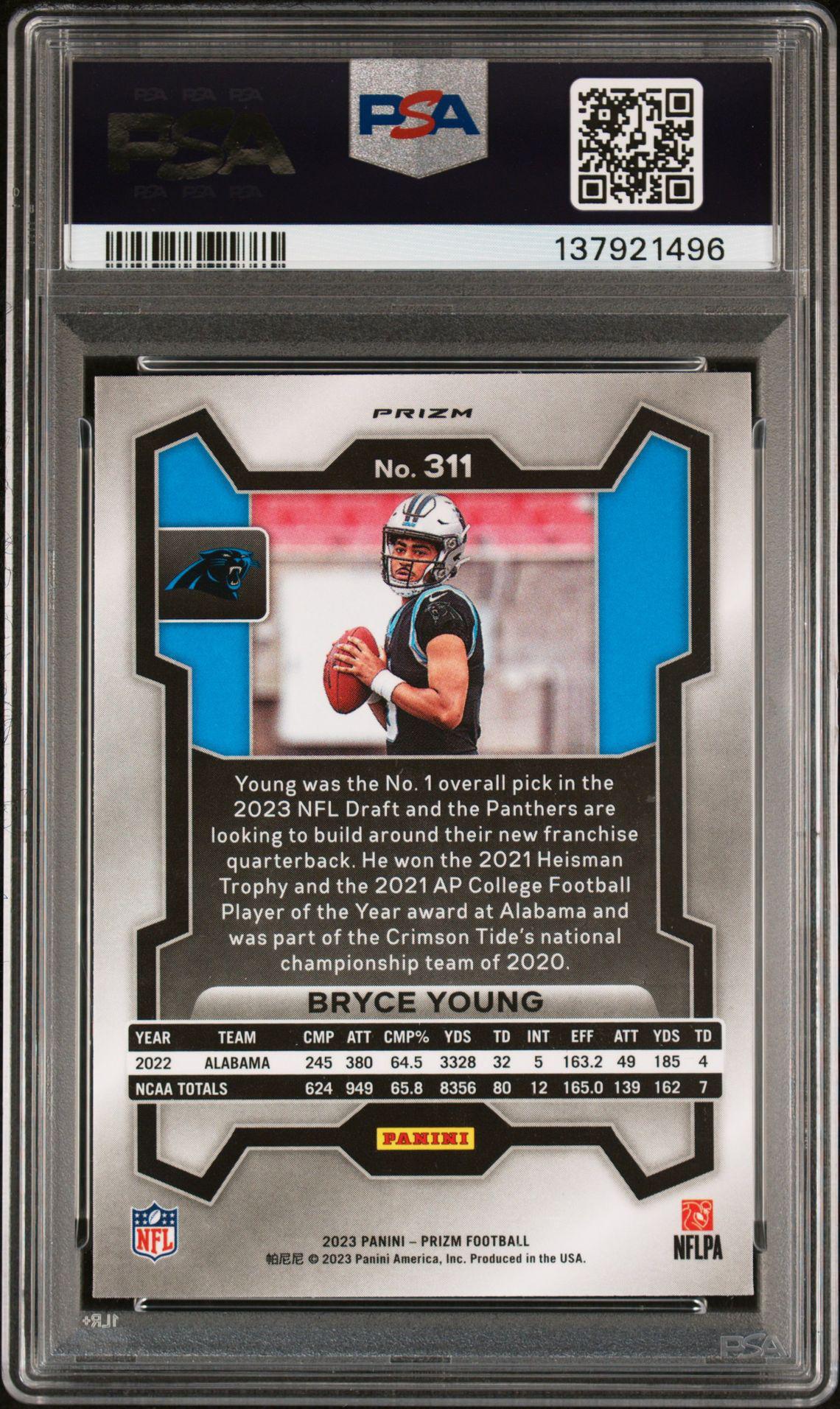 2023 Panini Prizm 311 Bryce Young Snakeskin SSP RC PSA 9 Mint