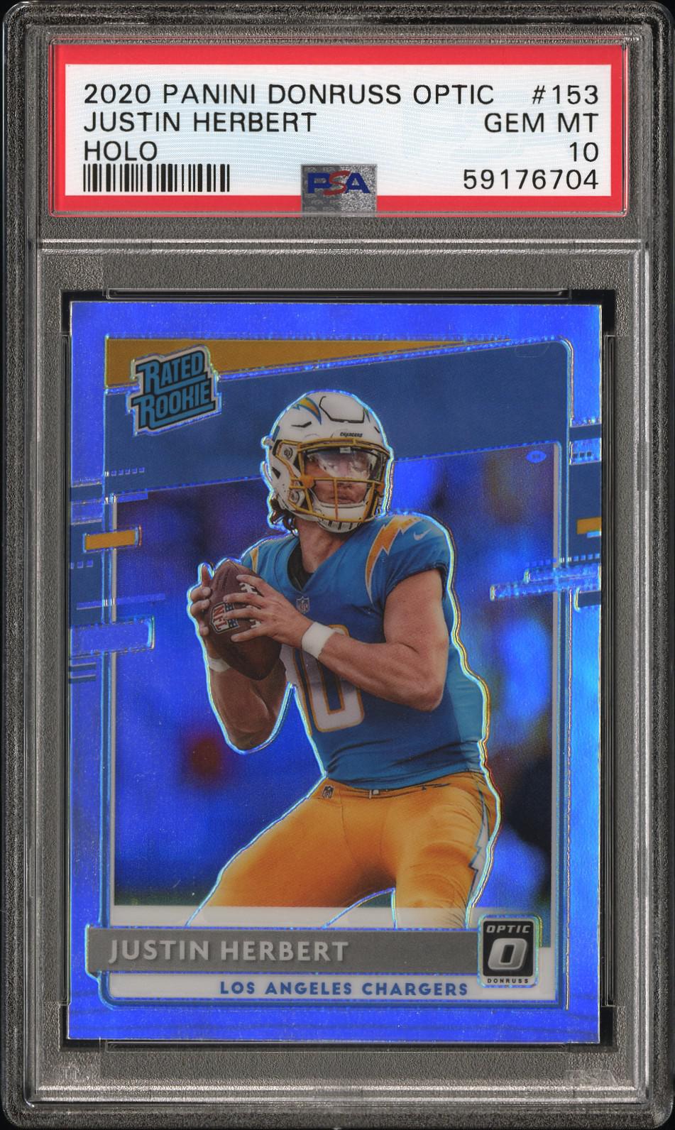 2020 Donruss Optic 153 Justin Herbert Holo RC PSA 10