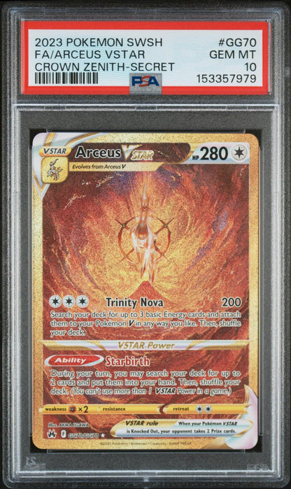 2023 Pokemon Crown Zenith GG70/GG70 Arceus VStar Gold Full Art PSA 10