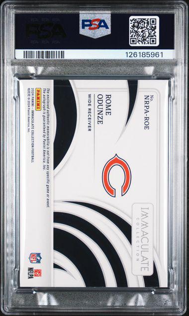 2024 Immaculate Rome Odunze Numbers Rookie Patch Auto 16/99 PSA 9