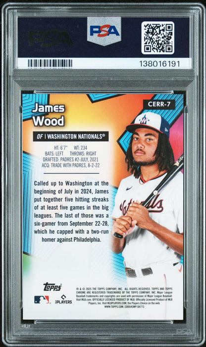 2025 Topps Chrome All-Etch Rookie Rush James Wood Black Refractor RC 10/10 PSA 8