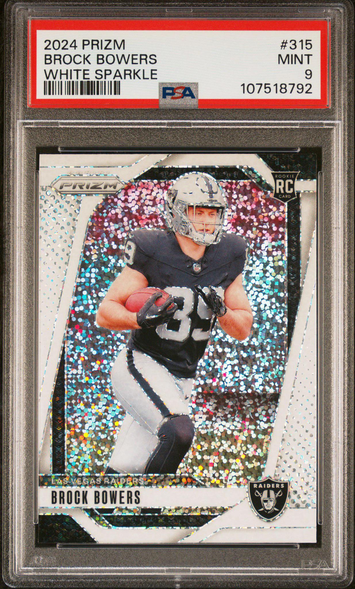 2024 Prizm #315 Brock Bowers White Sparkle PSA 9
