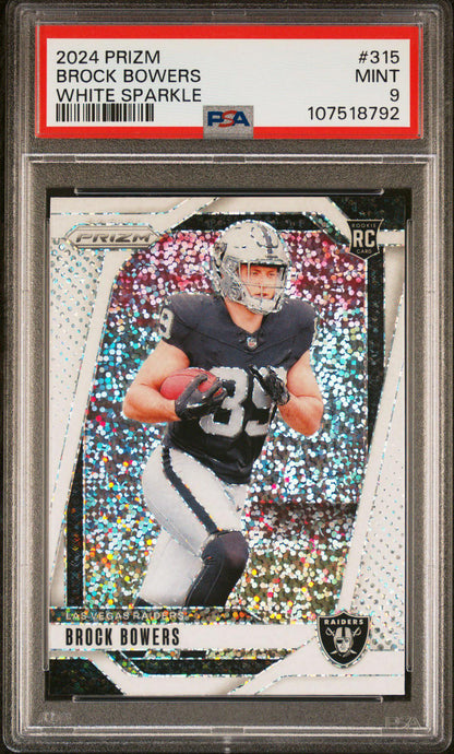 2024 Prizm #315 Brock Bowers White Sparkle PSA 9